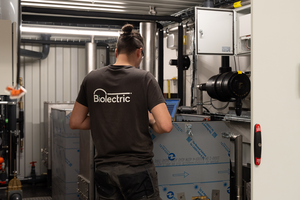 Biolectric employee working on installation