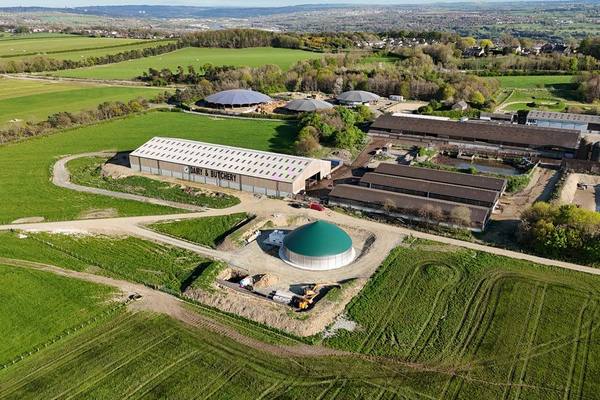 Aerial view of Bays Leap Farm with its Biolectric digester